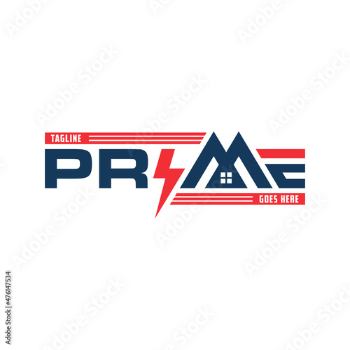 electric house building construction logo with prime