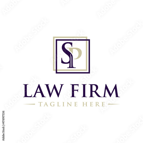 legal service and lawyer illustration logo with the initials PS or SP