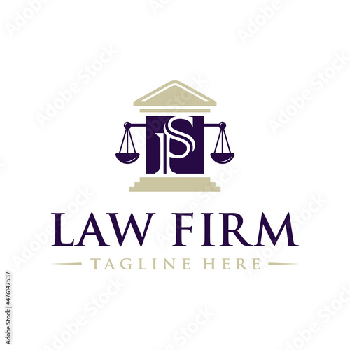 legal service and lawyer illustration logo with the initials PS or SP