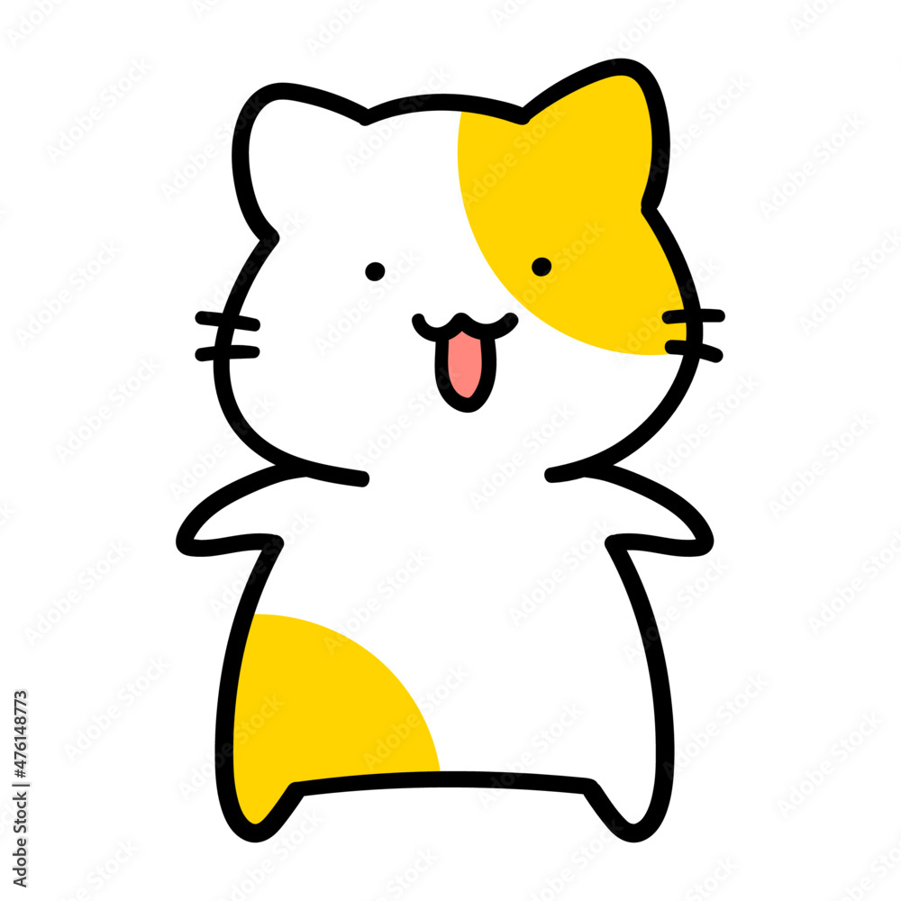 かわいいねこのキャラクターの手書き風立ち姿イラスト Stock Vector Adobe Stock