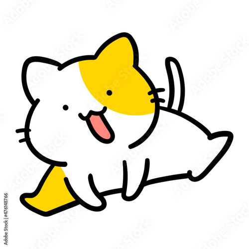 かわいいねこのキャラクターの手書き風飛ぶイラスト
