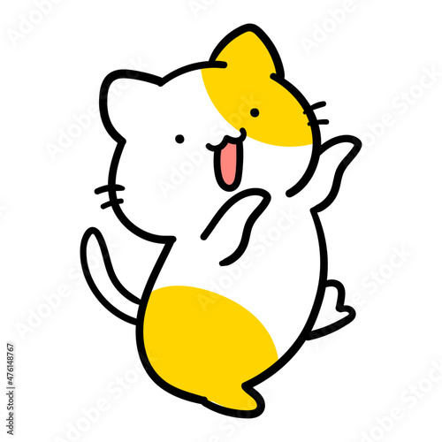 お茶目に踊るかわいいねこのキャラクターの手書き風イラスト