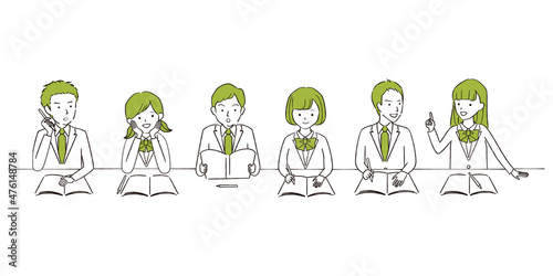 手描き1color　現役高校生中学生の男女　複数