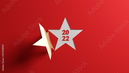 Happy New Year background. Star rating in 2022. 3D illustration