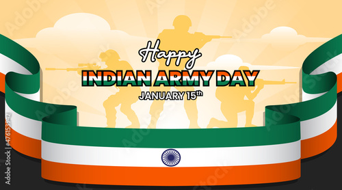 Indian army day background with soldier and flag