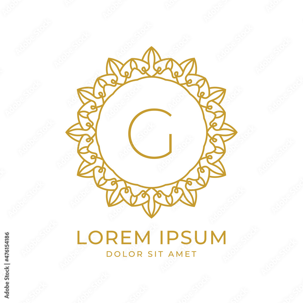 Fototapeta premium letter G minimalist luxury crest vector logo design for spa, fashion, wedding, salon, hotel, real estate, beauty care