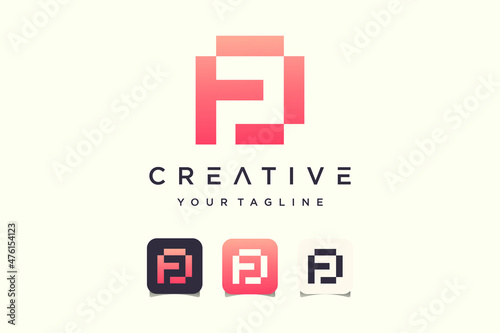 Initial letter F J logo icon vector design template