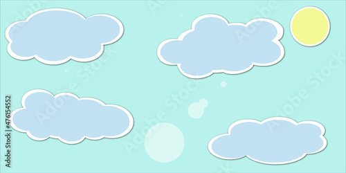 cute cloudy background with a cloud, sunny day, wallpaper, drawing on the ceiling in the nursery, origami