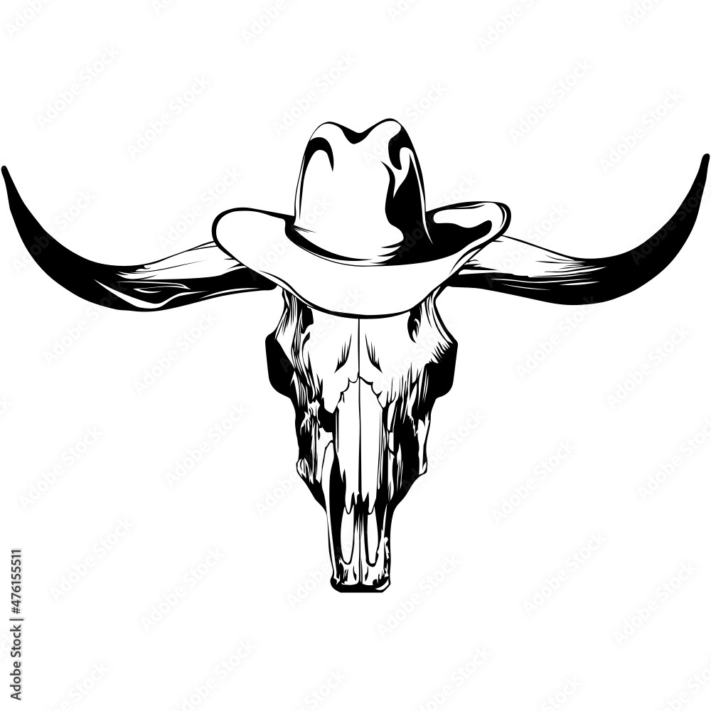 skull with cowboy hat