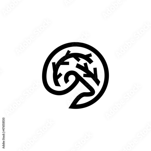 line art goat in circle logo icon vector template