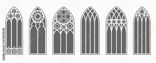 Tablou Canvas Gothic windows outline set