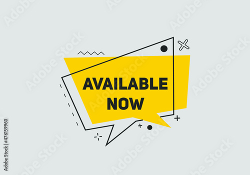 available now text sign icon. rectangle stroke template. white color text	
