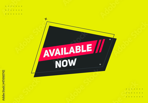 available now text sign icon. rectangle stroke template. white color text	
