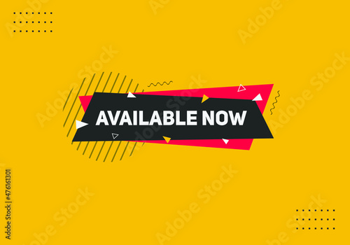 available now text sign icon. rectangle stroke template. white color text	
