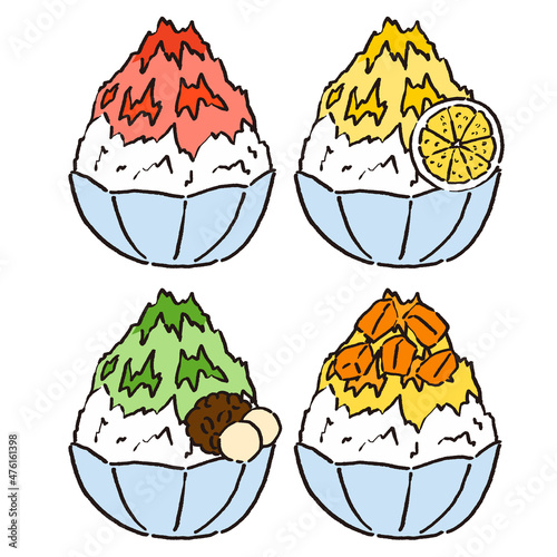 いろんな味のかき氷のセット