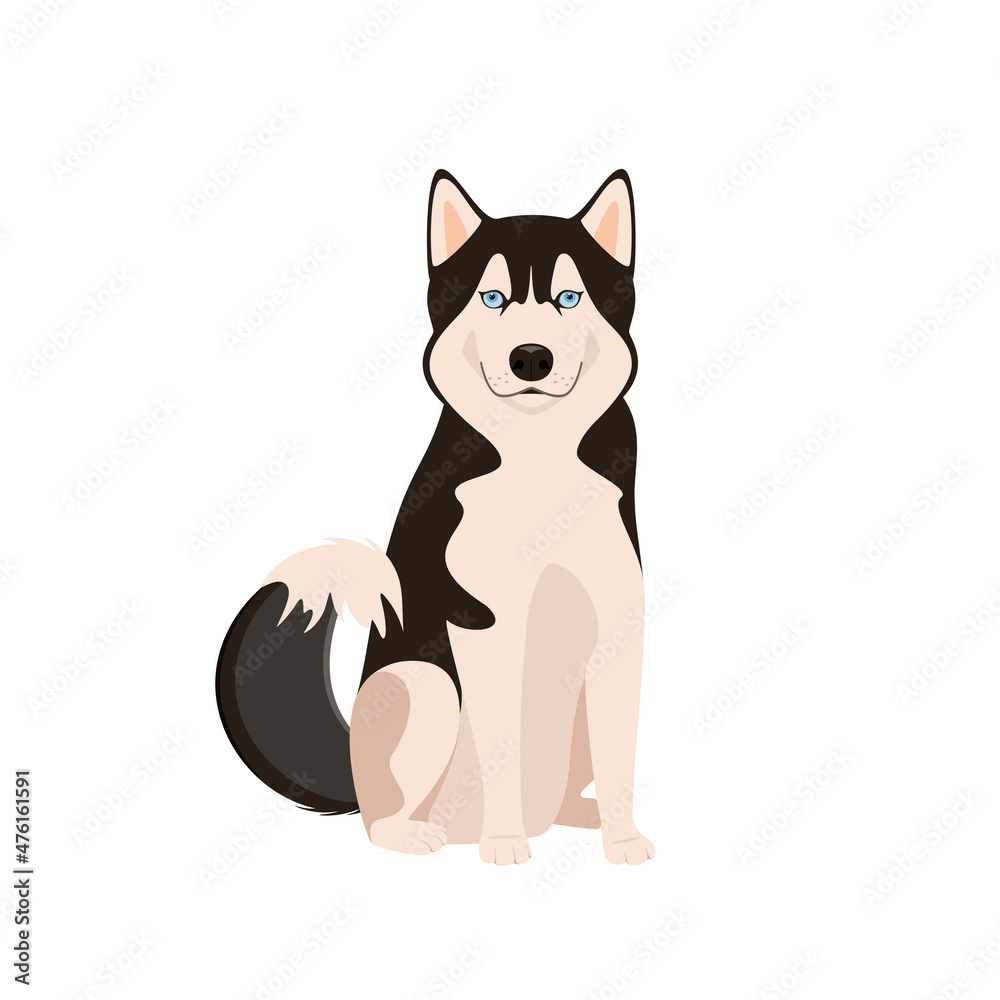Cute husky on a white background. Cartoon design.
Cute husky on a white background. Cartoon design.