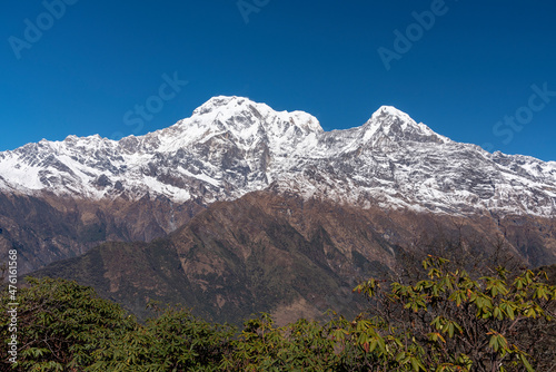 Morning view of Machapuchare mountain, Himalayas. Nepal. photo