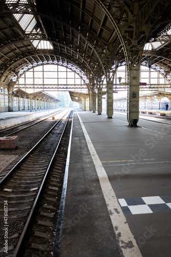 Railway station in Russia St. Petersburg. Panorama.