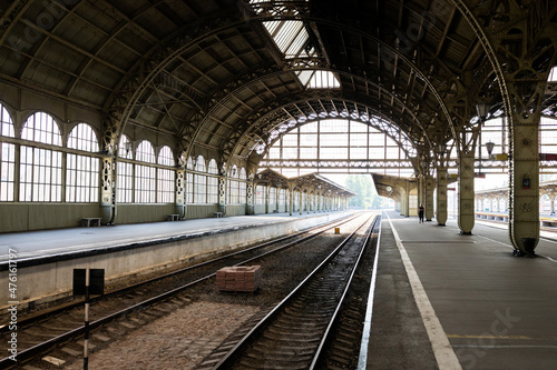 Railway station in Russia St. Petersburg. Panorama.