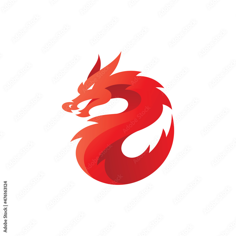 Modern vibrant dragon vector. Dragon logo icon with gradient color style  Stock Vector | Adobe Stock
