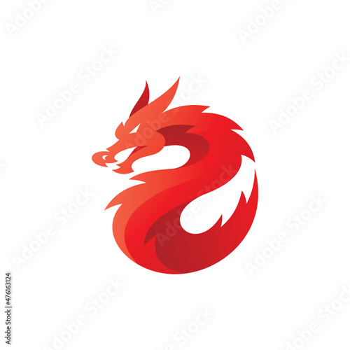 Modern vibrant dragon vector. Dragon logo icon with gradient color style