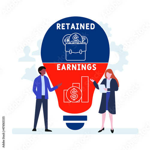 RE - Retained Earnings acronym. business concept background.  vector illustration concept with keywords and icons. lettering illustration with icons for web banner, flyer, landing 