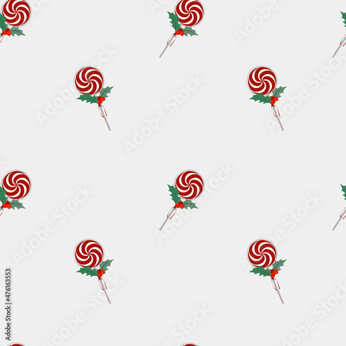 Christmas decoration seamless pattern with candy canes lollipop.