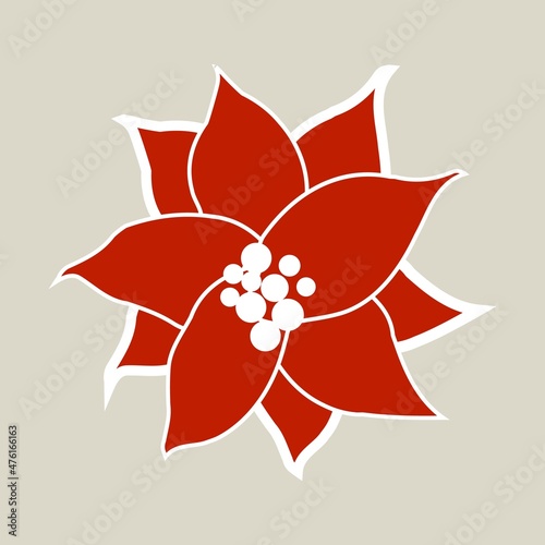 Christmas floral decorative elements for greeting cardsand and posters. Winter branch, berries, plants and floweres. Hand drawn vector illustration