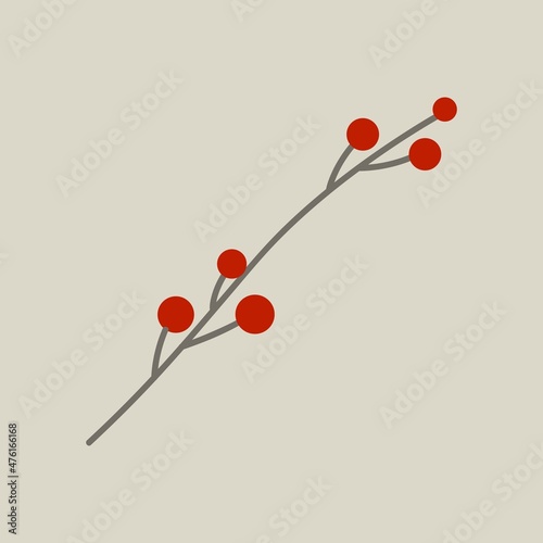 Christmas floral decorative elements for greeting cardsand and posters. Winter branch, berries, plants and floweres. Hand drawn vector illustration