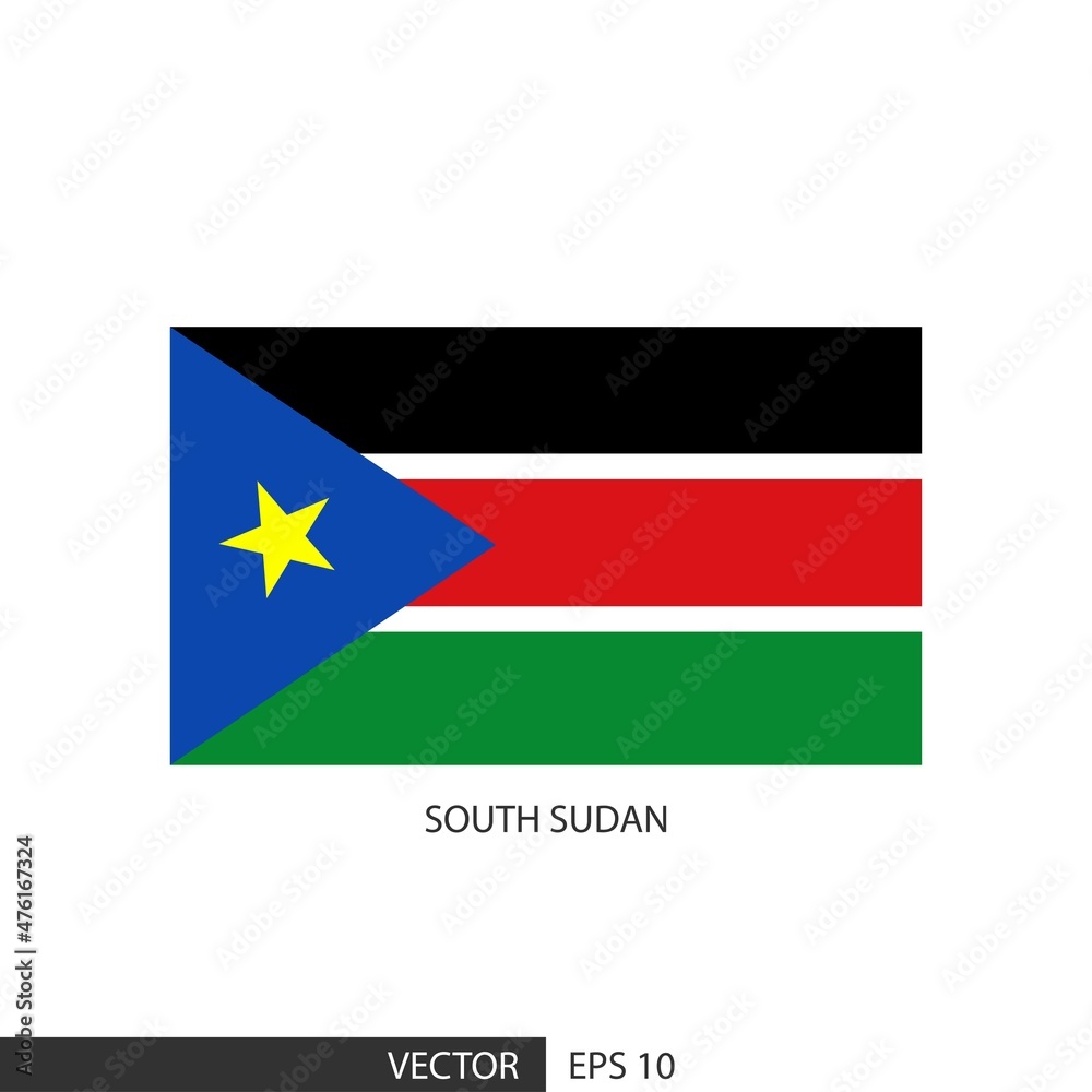 South Sudan square flag on white background and specify is vector eps10.