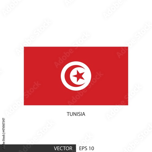 Tunisia square flag on white background and specify is vector eps10.