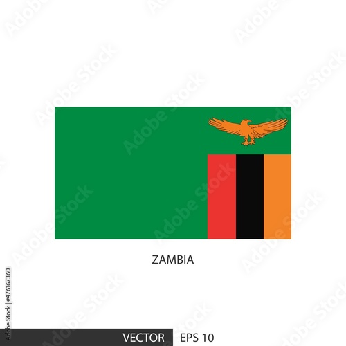 Zambia square flag on white background and specify is vector eps10.