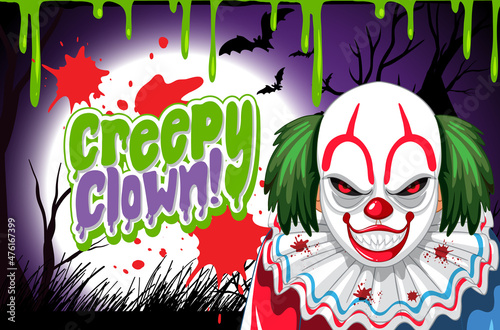 Creepy clown poster with killer clown character