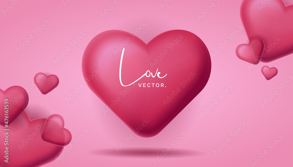 Cute 3D Pink Love Vector