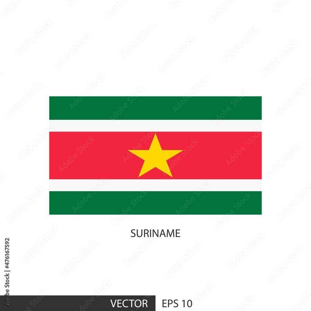 Suriname square flag on white background and specify is vector eps10.