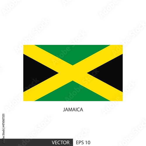 Jamaica square flag on white background and specify is vector eps10.