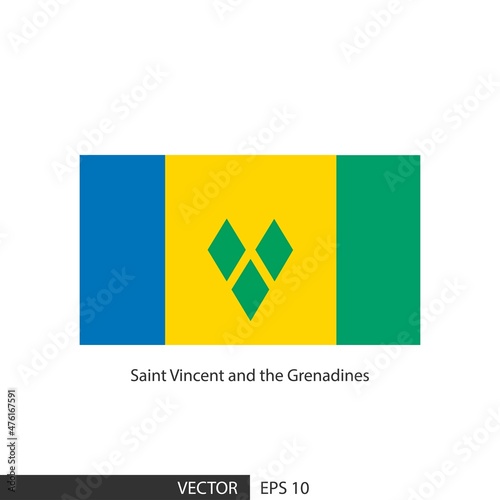 Saint Vincent and the Grenadines square flag on white background and specify is vector eps10.