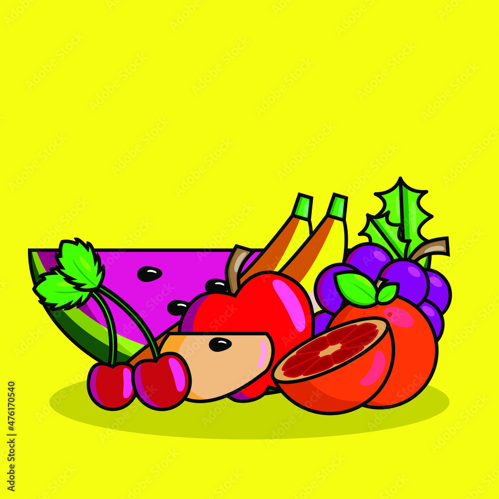 Cartoon Elemnet Illustration Of Fruits
