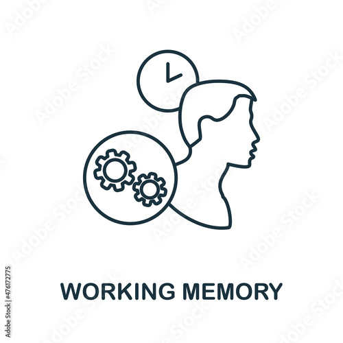 Working Memory icon. Line element from cognitive skills collection. Linear Working Memory icon sign for web design, infographics and more.