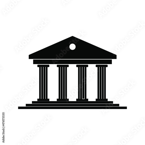 Greek temple. Icon of roman parthenon. Ancient building with columns color editable