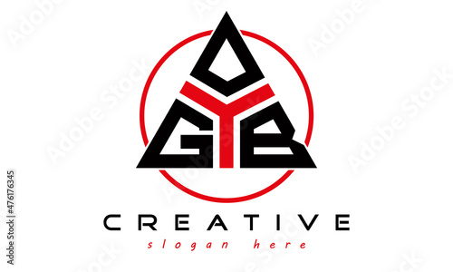 triangle badge with circle GOB letter logo design vector, business logo, icon shape logo, stylish logo template