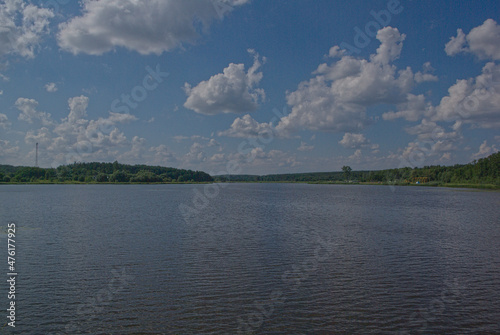 lake in the middle, city