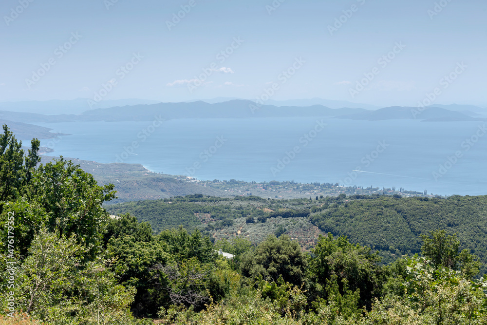 Mountain and sea view on a summer day (Greece, Pelion)