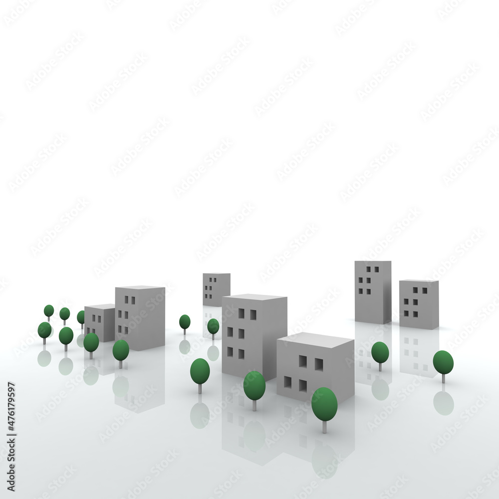 Obraz premium 町; 街; 建物; 住宅; 町並み; 住宅街; 住宅地; 風景; 景観; 景色; 風景写真; 眺め; 立体; ３D; BG; CG; 3D; グラフィック; イラスト
