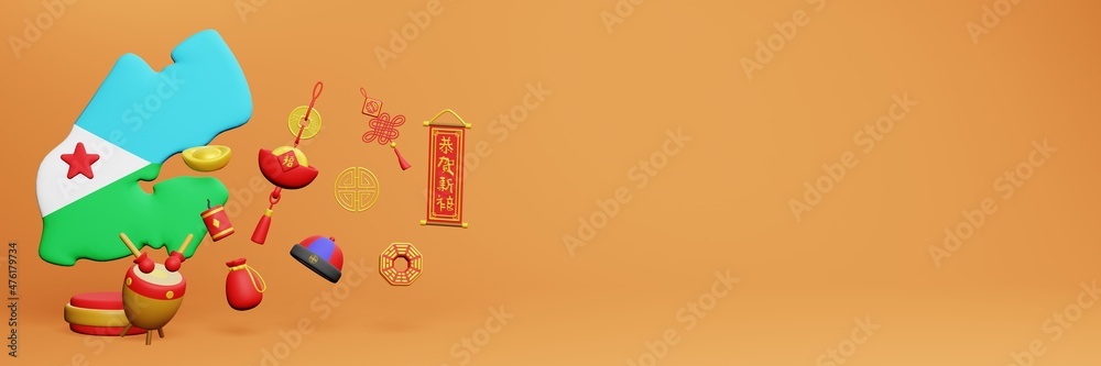 3d rendering of Chinese holiday celebrations in Djibouti for social media stories