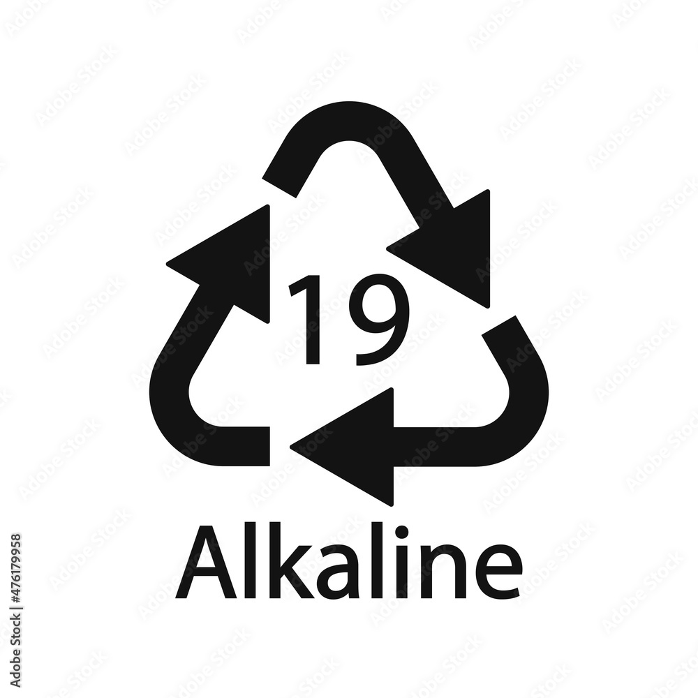Obraz premium Battery recycling code Alkaline 19 . Vector illustration