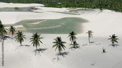Jericoacoara Beach Ceara Brazil. Exotic tropical travel destinations.Sand dunes on beach landscape. photo