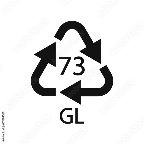 Bottle Glass recycling code 73 GL. Vector illustration