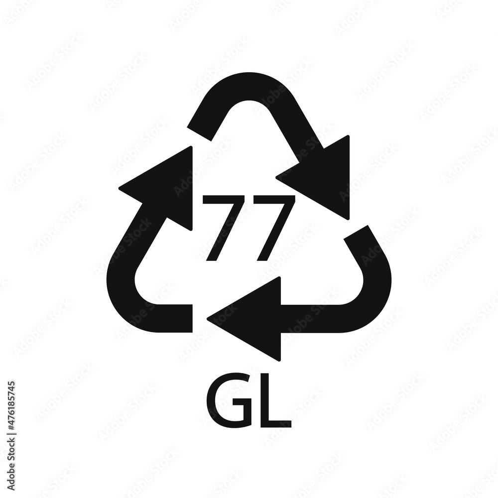 Copper Coated Glass. Glass recycling code 77 GL. Vector illustration Copper Coated Glass. Glass recycling code 77 GL. Vector illustration