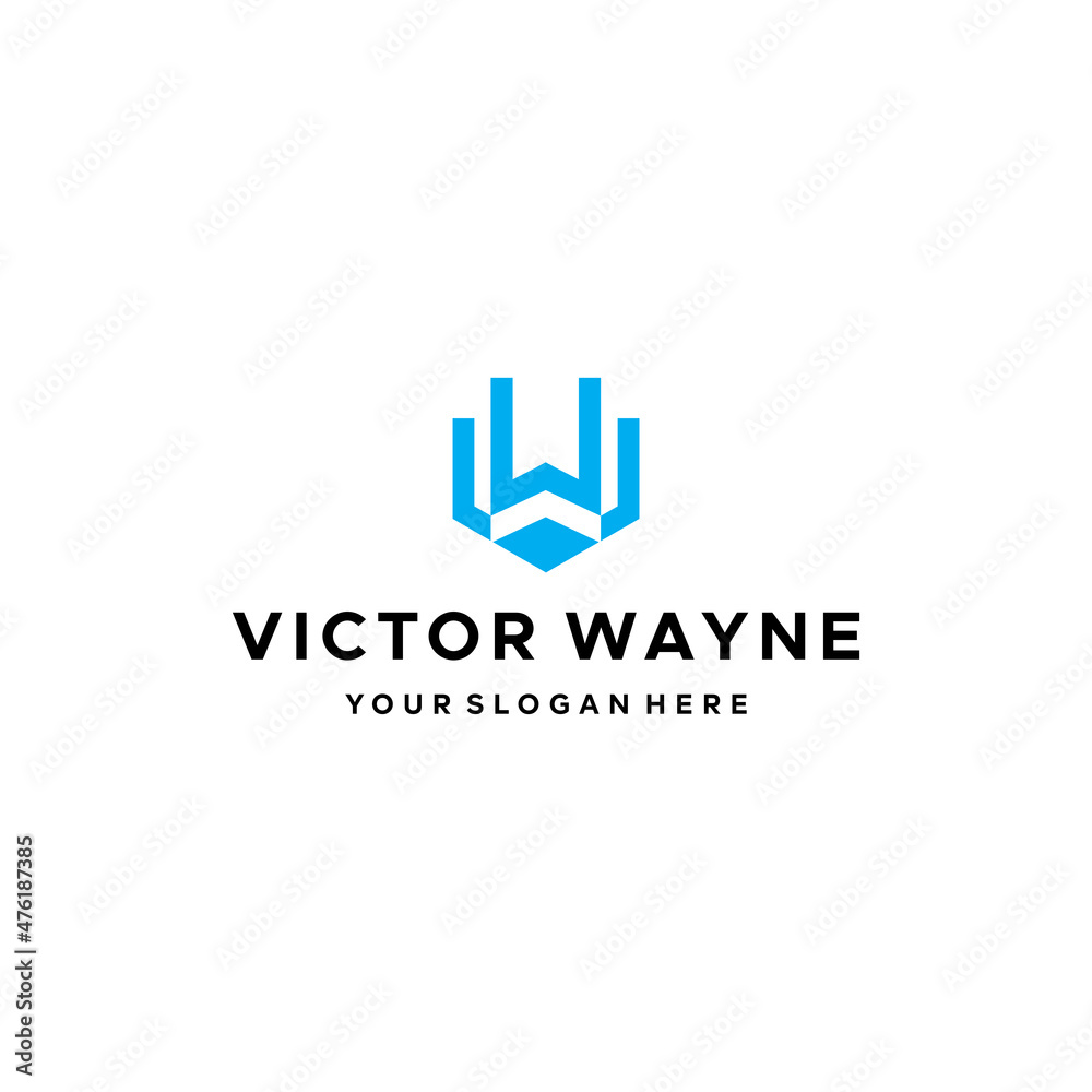 flat letter mark VICTOR WAYNE logo design